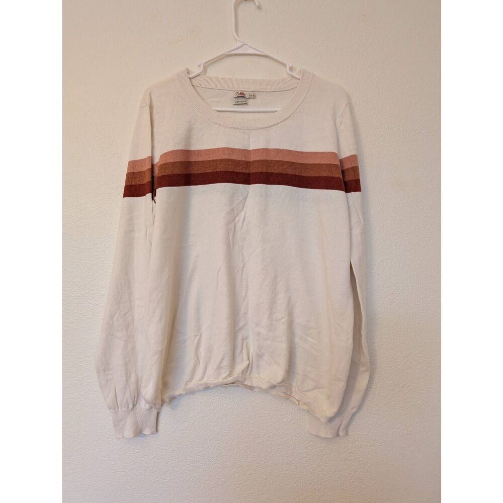 Faherty Women's Horizon Surf Sweater Off White Brown Size XXL